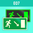 Знак E07 «Направление к эвакуационному выходу направо вниз» (фотолюминесцентная пленка, 300х150 мм)